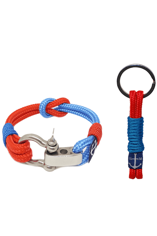 Adjustable Shackle Blue-Red Nautical Bracelet & Keychain